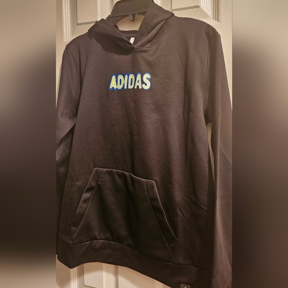 Adidas Black Hoodie with Blue Logo